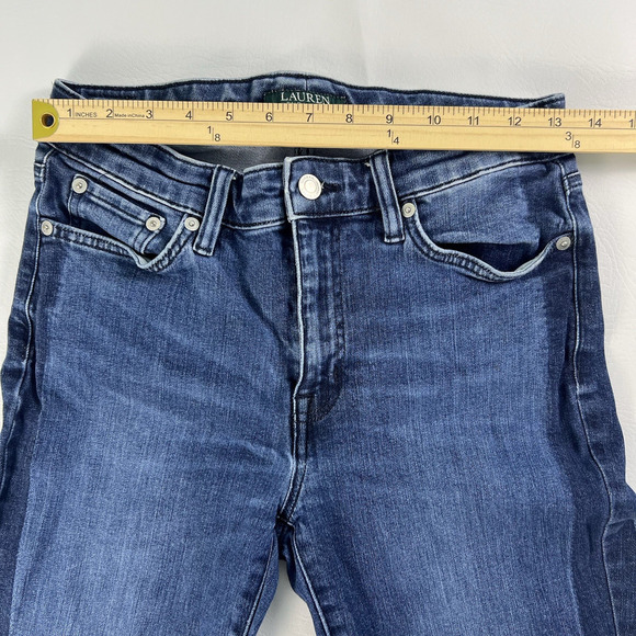 Lauren Ralph Lauren Women’s Premier Straight Ankle Jeans Size 6 Distressed Hem - Picture 5 of 12